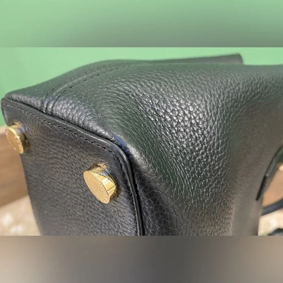 Michael Kors Camille Large Leather Satchel in Black Pebble with Gold Immaculate! - Picture 8 of 15